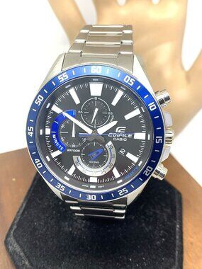 Casio Men's Watch EFV620D-1A2V Edifice Quartz Black Blue Silver Steel 5579 48mm